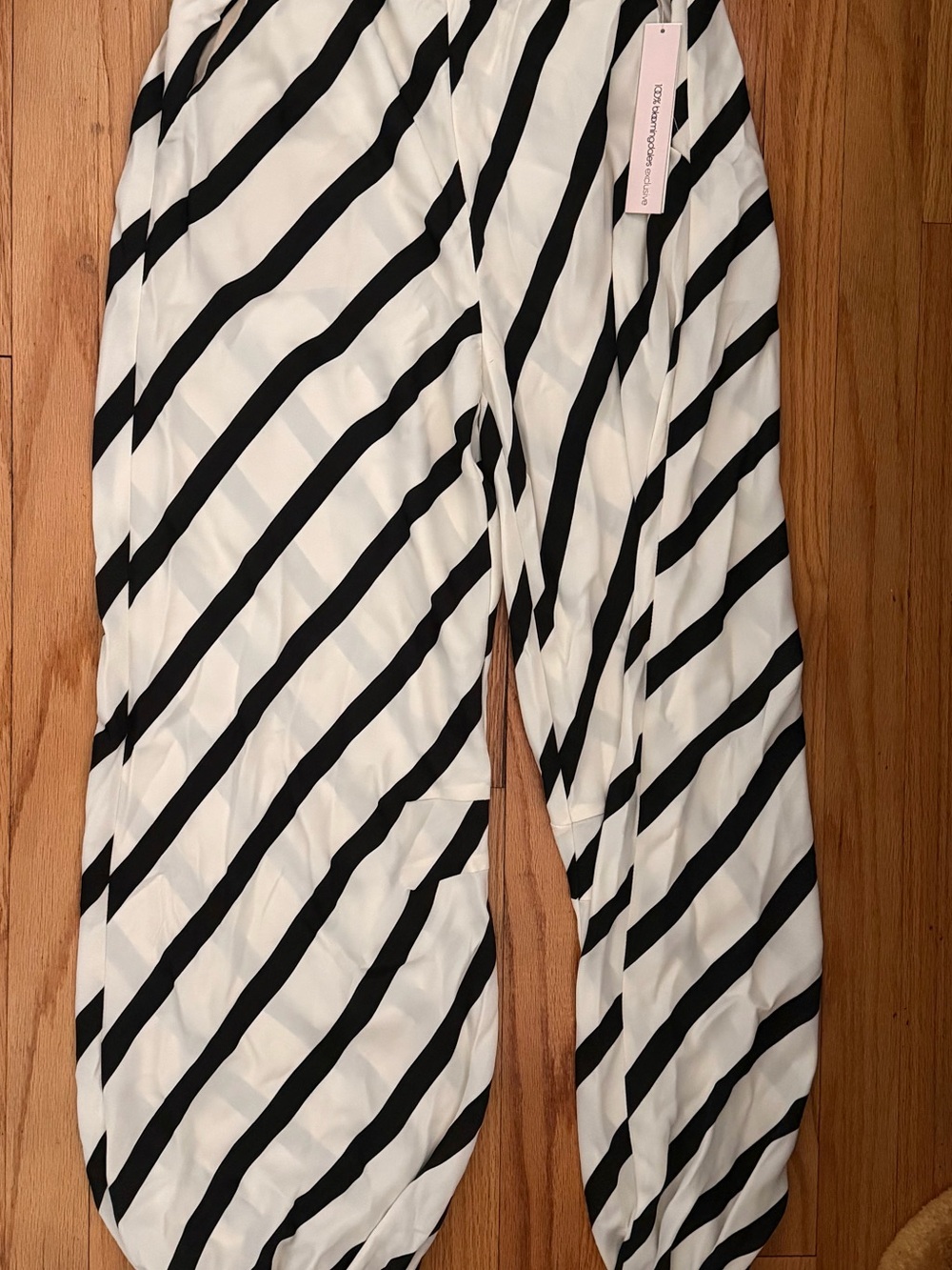 Aqua Black and White Wavy Stripe Pants